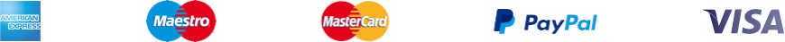 American Express, Maestro, MasterCard, PayPal, Visa